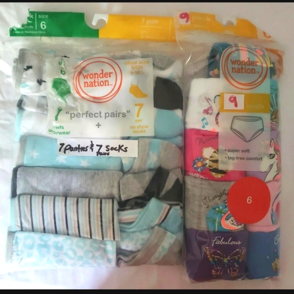 : 24 New panties +7 pairs socks sz 6 Wonder Nation frozen Girls briefs - Picture 2 of 10